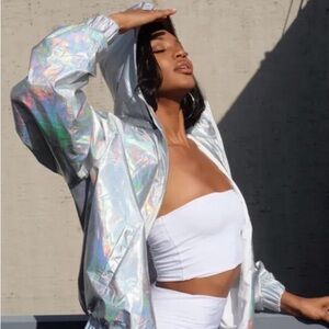Festival season Holographic Silver Women's Jacket
